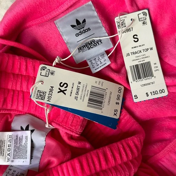 NWT Adidas X Jeremy Scott Cropped Velour Top Skirt Set